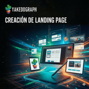 "Creación de Landing Page: Diseño web multidispositivo con elementos gráficos."
