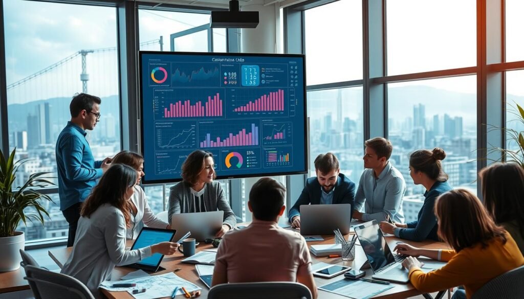 Personas trabajando en agencia de marketing