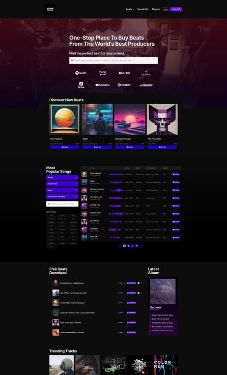 diseño web para tienda de pistas musicales