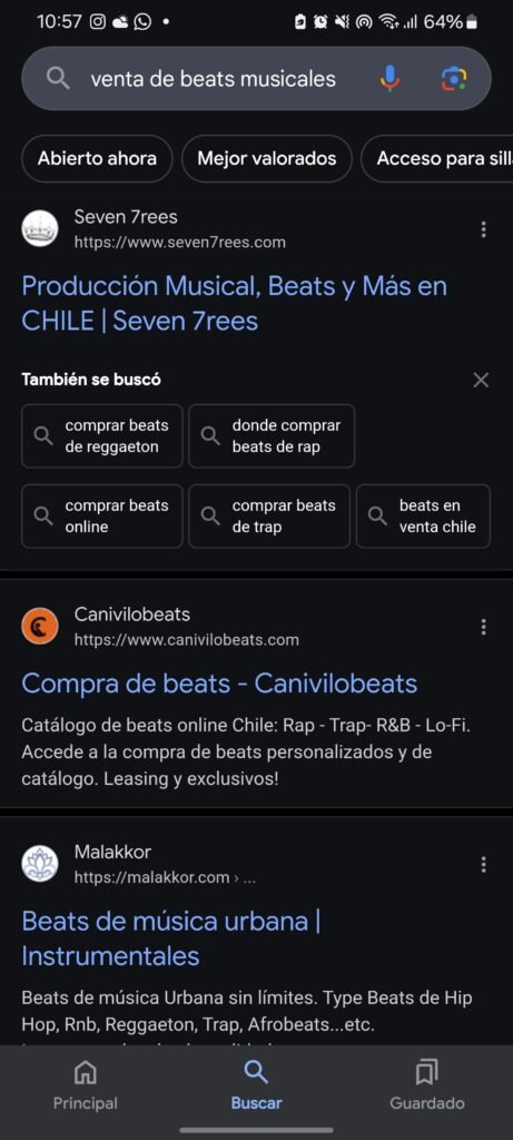 Busqueda en google ventas de beats